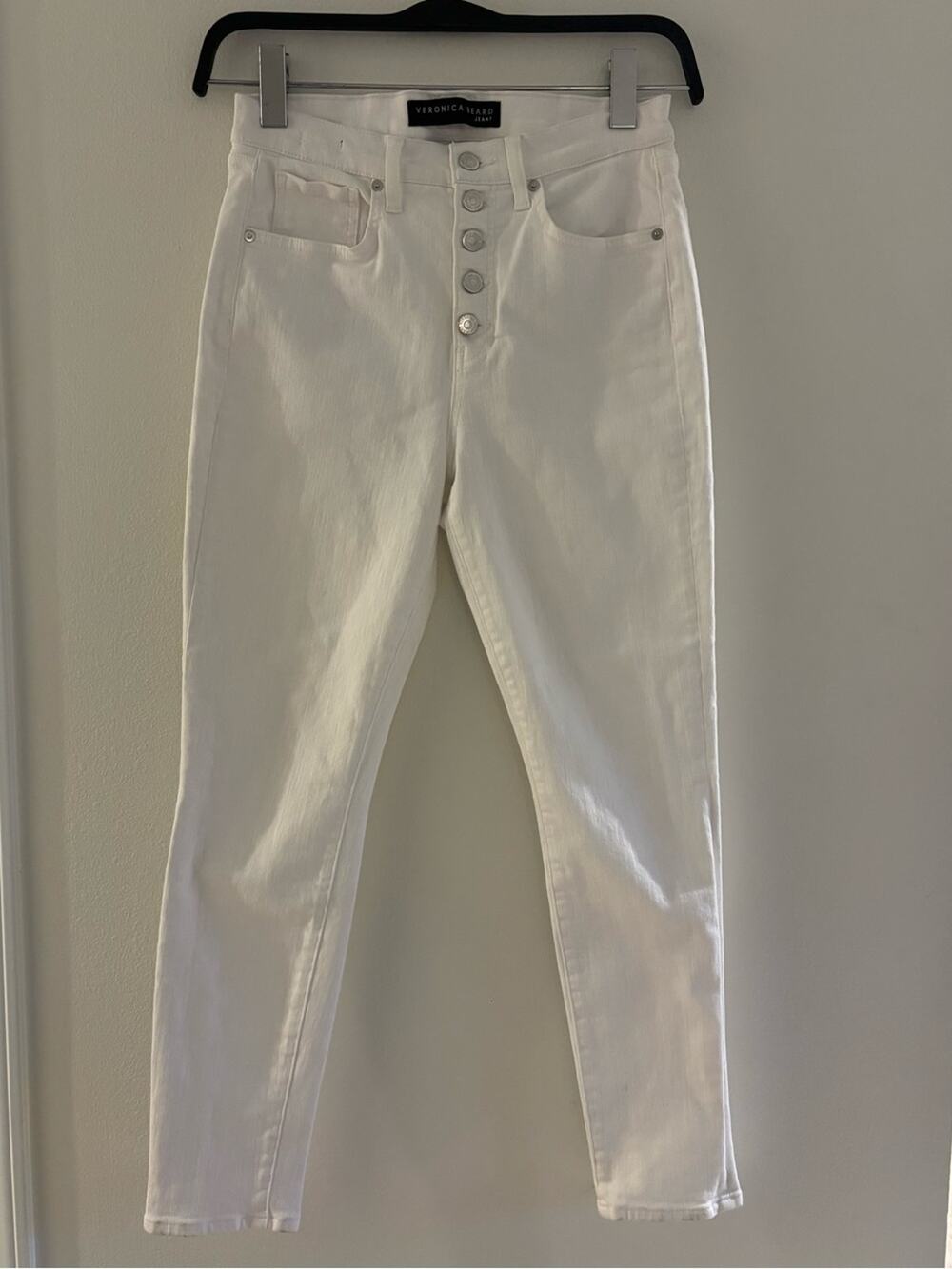 Veronica Beard White Debbie Skinny High Rise Button Fly Jeans Size 29